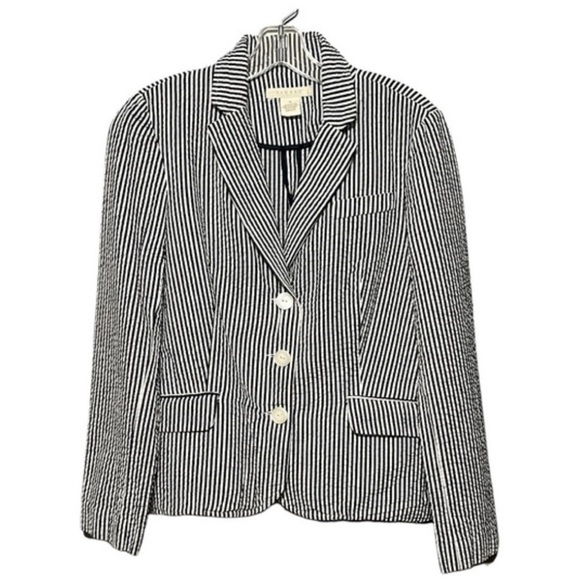 Sandro Jackets & Blazers - Sandro Striped Seersucker Blazer jacket pinstripe navy white S